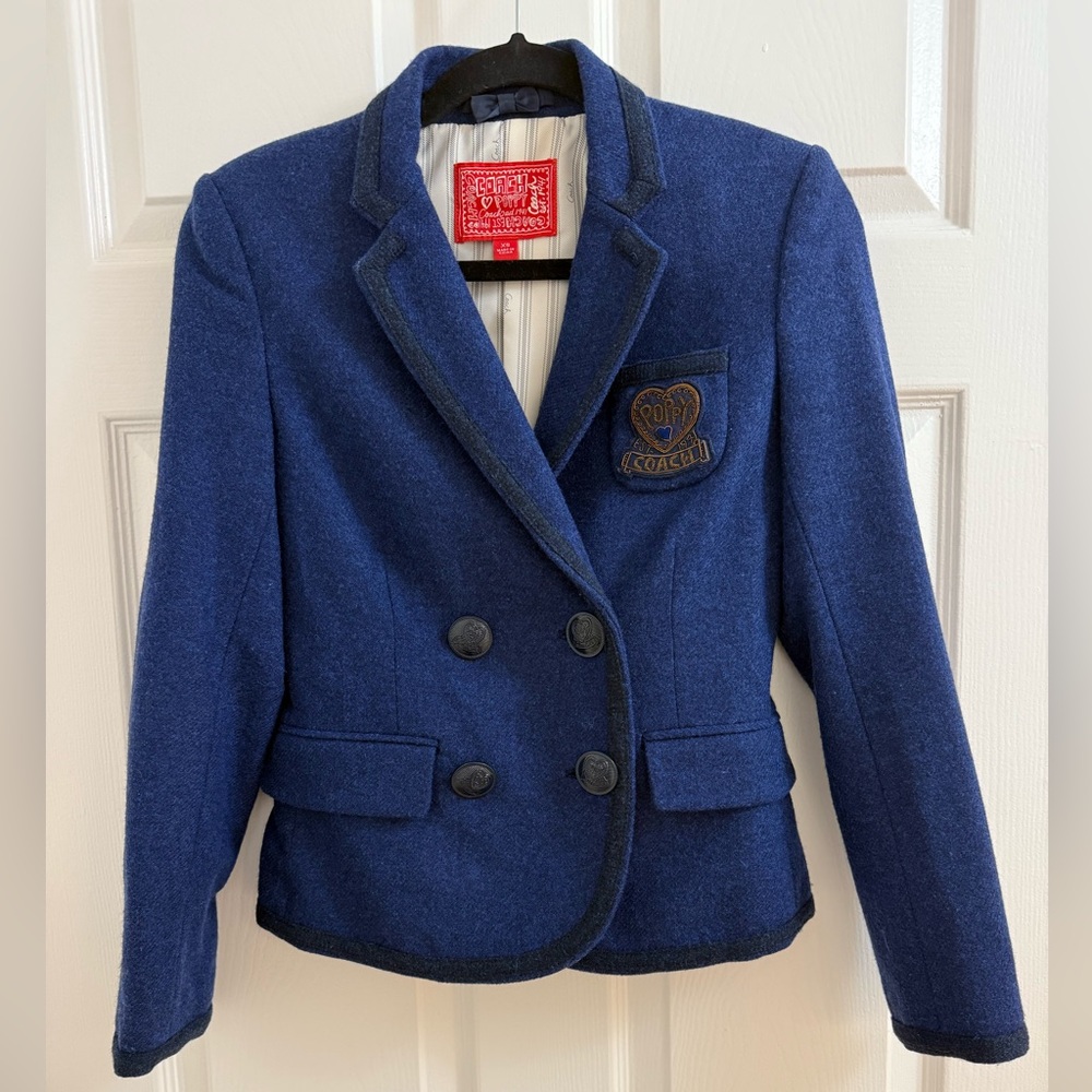 Coach Poppy Preppy Wool Blazer, Size XS, Pristine Condition